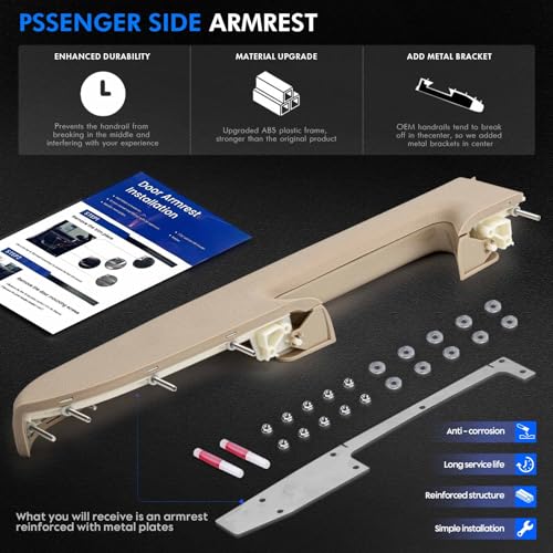 RHAOCZIYAUTO 22818472 Front Right Passenger Side Armrest Repair Kit Fit for Chevy Silverado 1500 2500HD 3500HD 2010-2014 For GMC Sierra 1500 2500 HD 3500 HD 2010-2014 Door Panel with Release Handle Below Armrest - Image 4