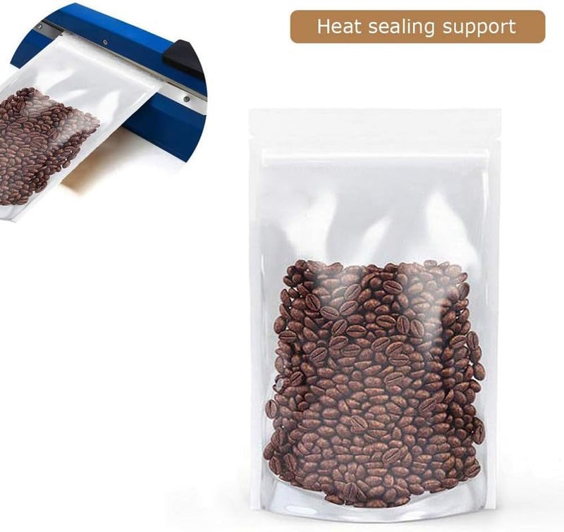DNY Zip Lock Stand Up Pouches 50 Pieces 500g Capacity Transparent Zipper Food Grade Pouch Bags for Packing MultiPurpose Storage Reusable Resealable Leakproof Airtight - Image 4