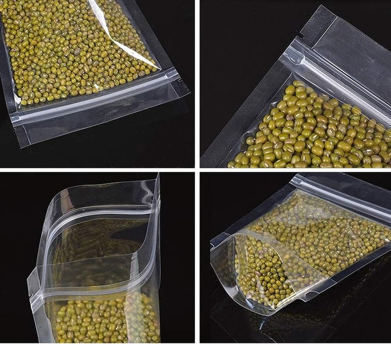 DNY Zip Lock Stand Up Pouches 50 Pieces 500g Capacity Transparent Zipper Food Grade Pouch Bags for Packing MultiPurpose Storage Reusable Resealable Leakproof Airtight - Image 3