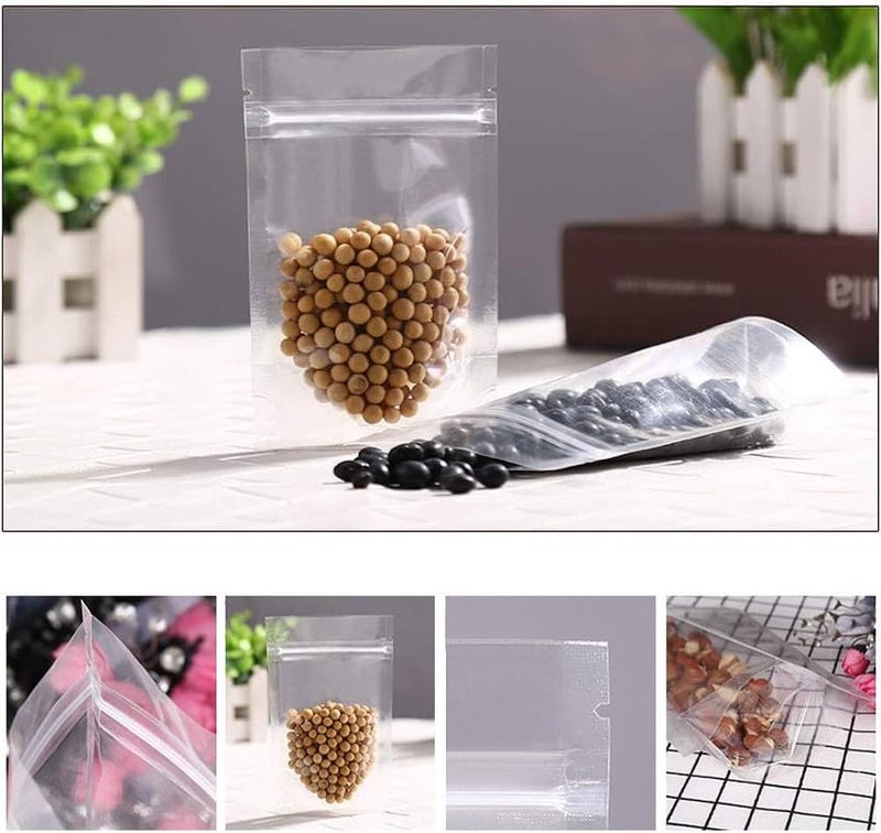 DNY Zip Lock Stand Up Pouches 50 Pieces 500g Capacity Transparent Zipper Food Grade Pouch Bags for Packing MultiPurpose Storage Reusable Resealable Leakproof Airtight - Image 5
