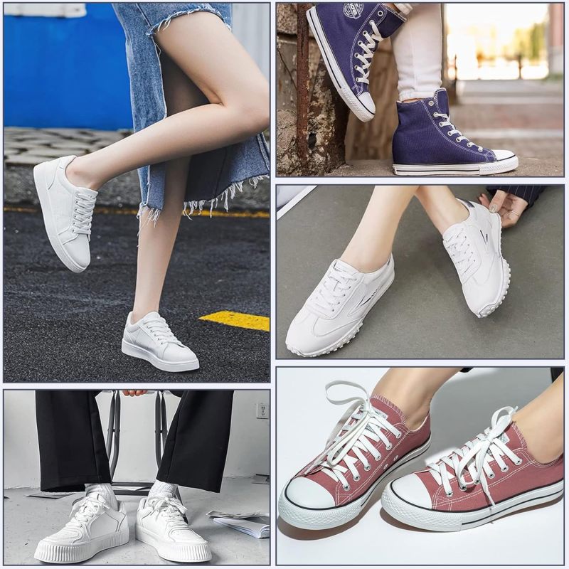 Double Layer Flat Shoelaces 160cm White 1cm Wide - Durable Vibrant Color Laces for Casual Sneakers Dress Boots - Image 4