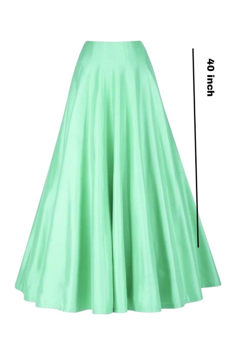 JANAK Silk Fabric Long ghera Kali Pattern Skirt (SEA Green) - Image 2