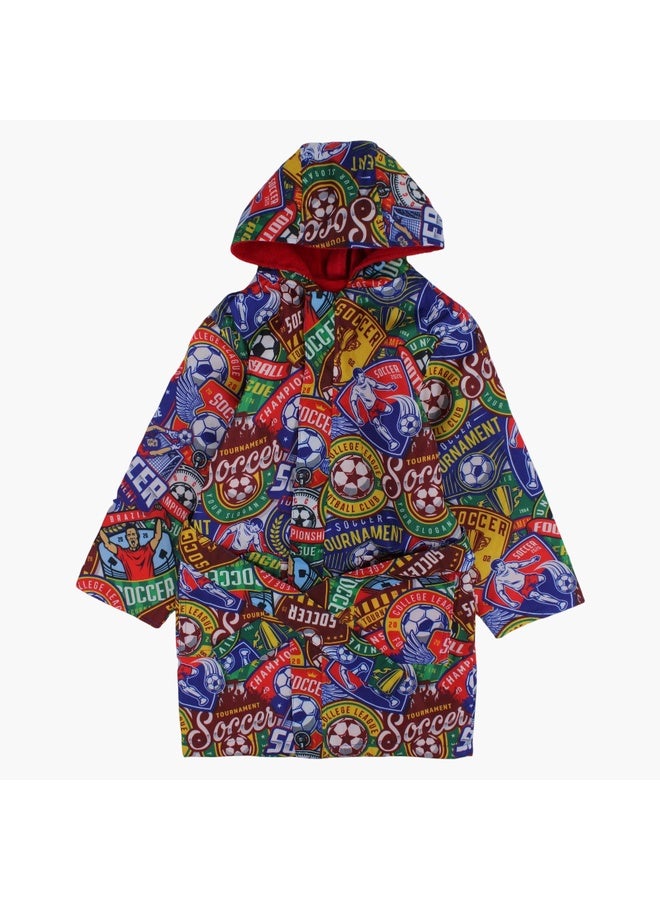 آي وير I.Wear رداء سباحة للأولاد - أزرق مع طباعة كرة قدم  - Image 1