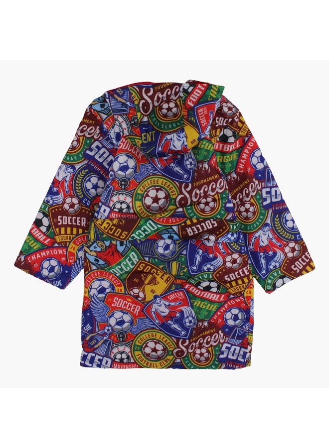 آي وير I.Wear رداء سباحة للأولاد - أزرق مع طباعة كرة قدم  - Image 2