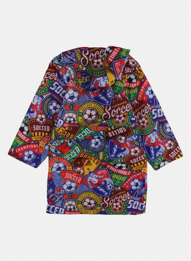 آي وير I.Wear رداء سباحة للأولاد - أزرق مع طباعة كرة قدم  - Image 2