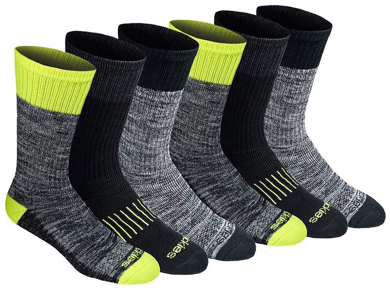 Dickies Men's Dri-Tech Original Moisture Control Crew Multipack Socks, Hi-vis Yellow Black (6 Pairs), Large - Image 1