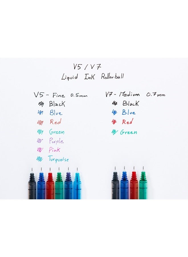 PILOT V5 Hi-Tecpoint Rollerball Pen - Fine 0.5mm Nib Tip - 0.3mm Line Width - Teacher's Pillow Pack of 3 - Black, Blue & Green Set - Image 2