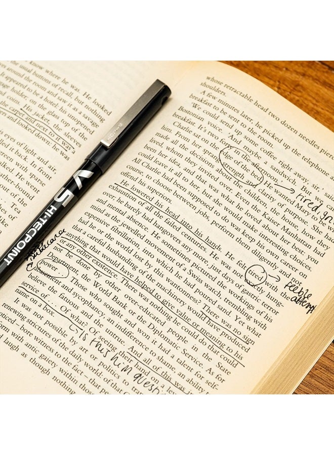 PILOT V5 Hi-Tecpoint Rollerball Pen - Fine 0.5mm Nib Tip - 0.3mm Line Width - Teacher's Pillow Pack of 3 - Black, Blue & Green Set - Image 3