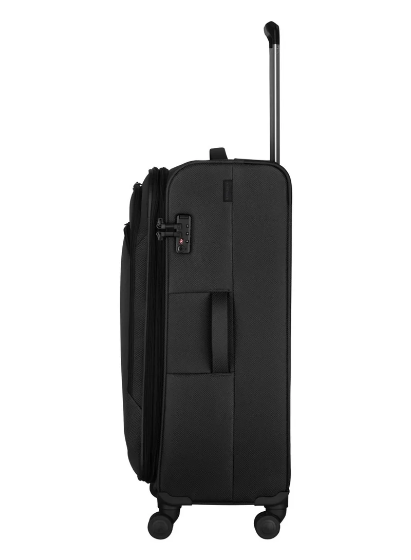 Wenger Vibrave 68cm Medium Softcase 4 Double Wheel Expandable Check-In Luggage Trolley Black - 612553