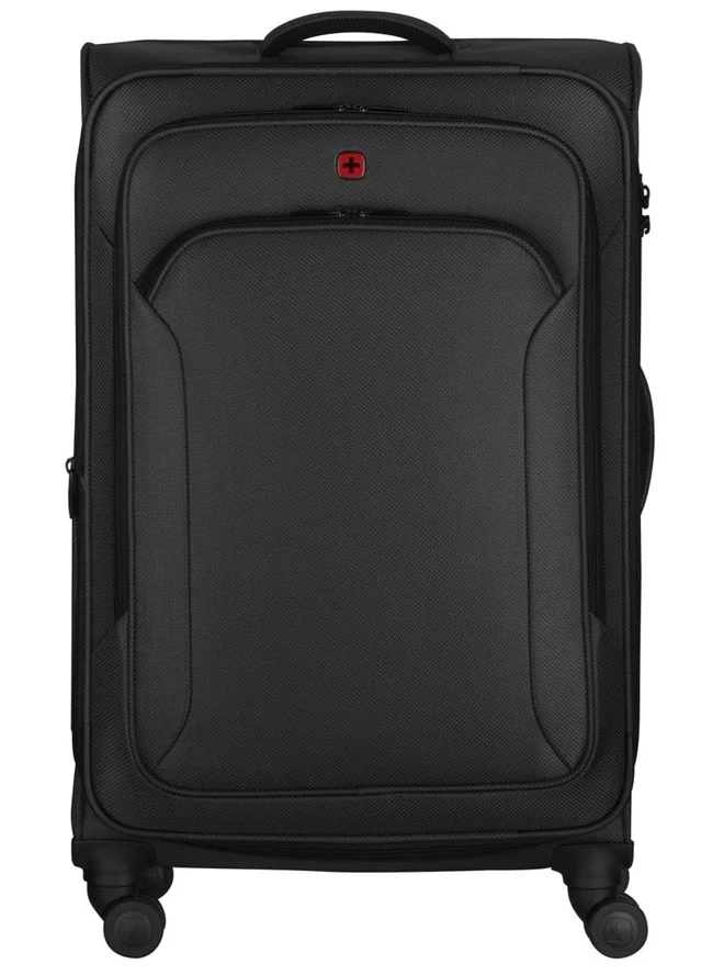 فيجنر حقيبة سفر فيبرايف متوسطة  سم ناعمة بعجلات مزدوجة قابلة للتوسيع سوداء