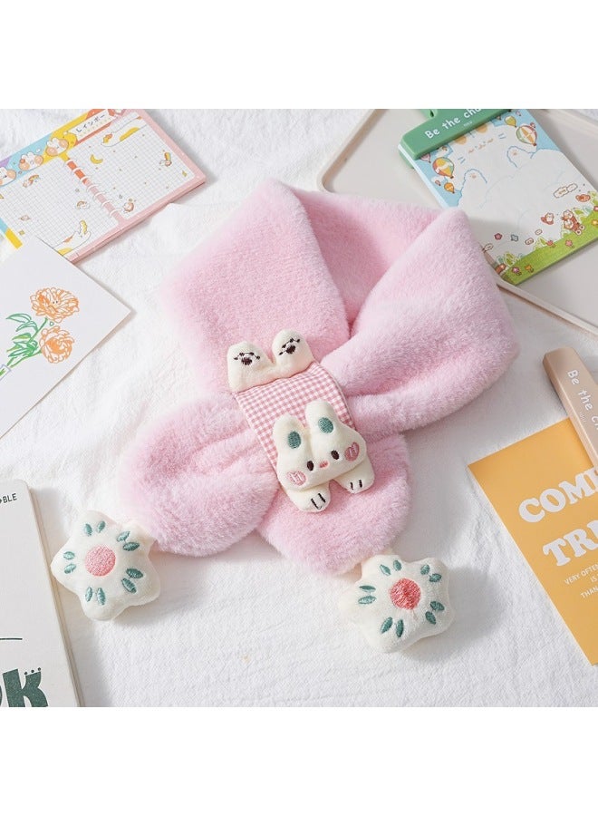 New Children's Scarf Autumn And Winter Plush New Year Christmas Cute Thickened Cartoon Imitation Rabbit Fur Baby Scarf