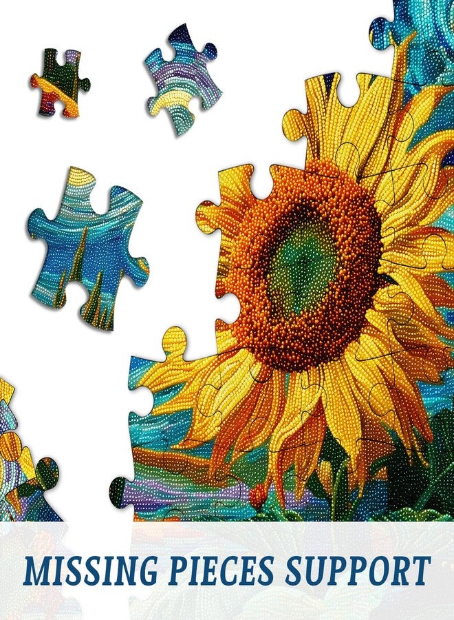 PICKFORU Sunflower Puzzles for Adults 1000 Pieces, PICKFORU Nature Flower Puzzle Starry Night, Impossible Hard Plant Floral Art Theme, Challenging for Adults - Image 4