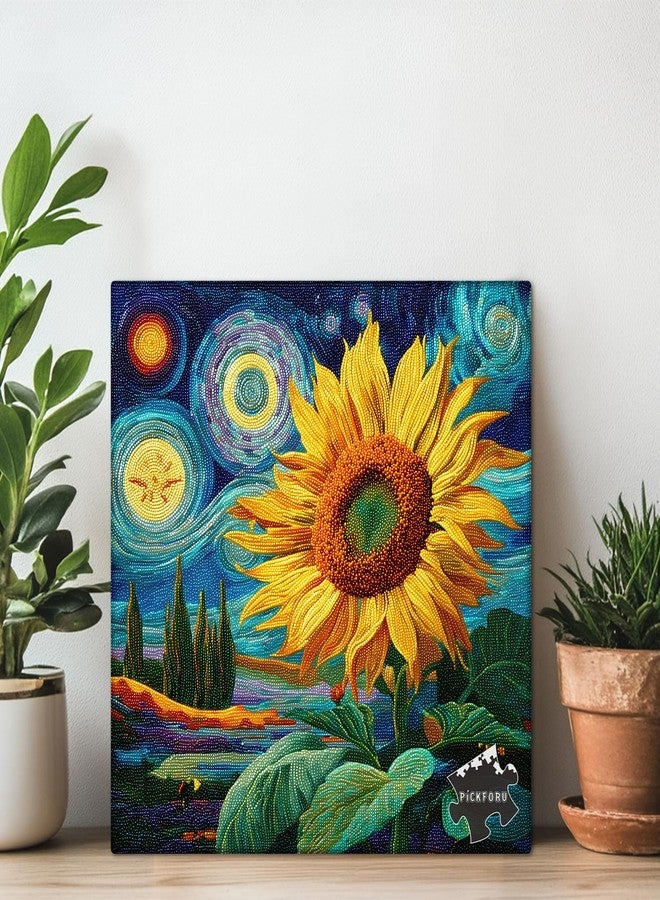 PICKFORU Sunflower Puzzles for Adults 1000 Pieces, PICKFORU Nature Flower Puzzle Starry Night, Impossible Hard Plant Floral Art Theme, Challenging for Adults - Image 5