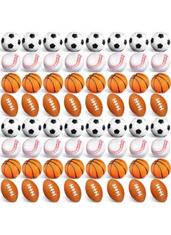Civaner 100 Pieces Mini Stress Balls Sports Foam Balls Bouncy Foam Balls Including Basketball, Soccer Ball, Baseball, Football For Sports Party Favors Mini Footballs Party Favors  - Image 1