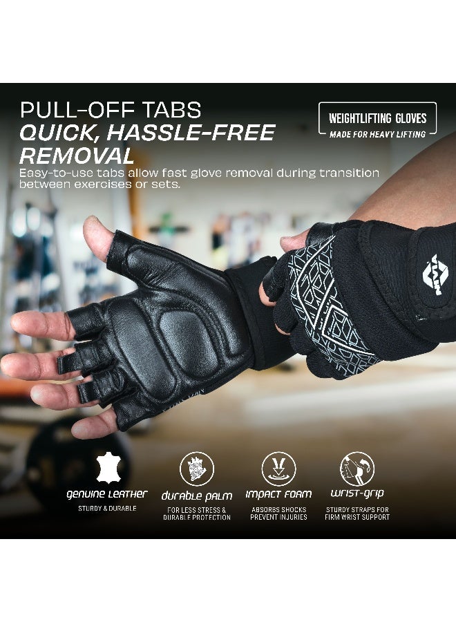 نيفيا قفازات نيفيا برو جريب الرياضية للرجال والنساء، قفازات جلدية مع دعم معصم من النيوبرين، وإبهام من قماش المنشفة، مثالية لتمارين الصالة الرياضية، ورفع الأثقال، والدمبل، ومعدات اللياقة البدنية المنزلية (أسود، مقاس كبير) - Image 3