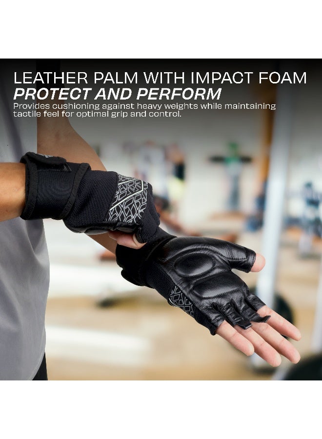 نيفيا قفازات نيفيا برو جريب الرياضية للرجال والنساء، قفازات جلدية مع دعم معصم من النيوبرين، وإبهام من قماش المنشفة، مثالية لتمارين الصالة الرياضية، ورفع الأثقال، والدمبل، ومعدات اللياقة البدنية المنزلية (أسود، مقاس كبير) - Image 4