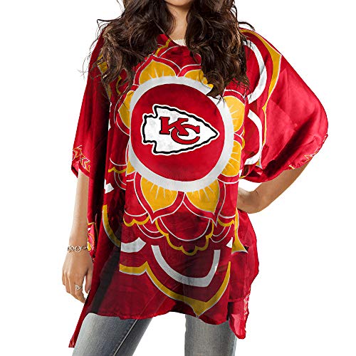 Littlearth Kansas City Chiefs NFL Sheer Caftan with Flower Design - Image 1