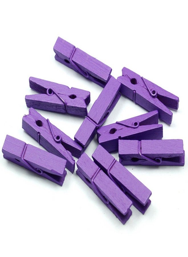 Topxome 100pcs/Set Mini Colored Wooden Clips for Photo, Clothespin, Paper Peg, Craft Decoration, Wedding Decoration (Purple)