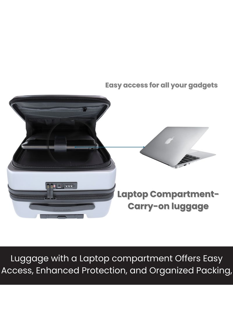 NATIONAL GEOGRAPHIC National Geographic Lodge Travel Suitcase Set, 100% PC Durable Lightweight Hard Shell Expandable Luggage, 4 Double Wheel, TSA Lock 3pcs Trolley Bag Silver (20+24+28 Inch).  - Image 3