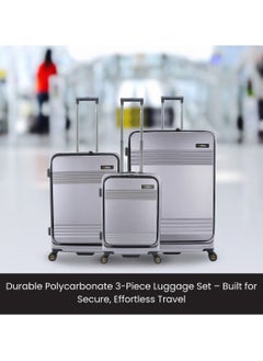 NATIONAL GEOGRAPHIC National Geographic Lodge Travel Suitcase Set, 100% PC Durable Lightweight Hard Shell Expandable Luggage, 4 Double Wheel, TSA Lock 3pcs Trolley Bag Silver (20+24+28 Inch).  - Image 2