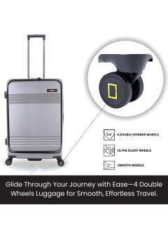 NATIONAL GEOGRAPHIC National Geographic Lodge Travel Suitcase Set, 100% PC Durable Lightweight Hard Shell Expandable Luggage, 4 Double Wheel, TSA Lock 3pcs Trolley Bag Silver (20+24+28 Inch).  - Image 5