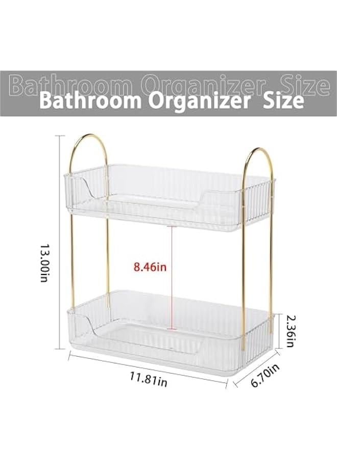 هوكور منظم منضدة الحمام من هوكور، منظم رفوف العناية بالبشرة ليزي سوزان، منظم مكياج وعطور لخزانة الملابس، منظم رف توابل للخزانة (شفاف، طبقتان) - Image 3