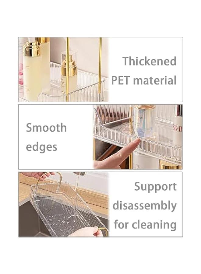 هوكور منظم منضدة الحمام من هوكور، منظم رفوف العناية بالبشرة ليزي سوزان، منظم مكياج وعطور لخزانة الملابس، منظم رف توابل للخزانة (شفاف، طبقتان) - Image 4