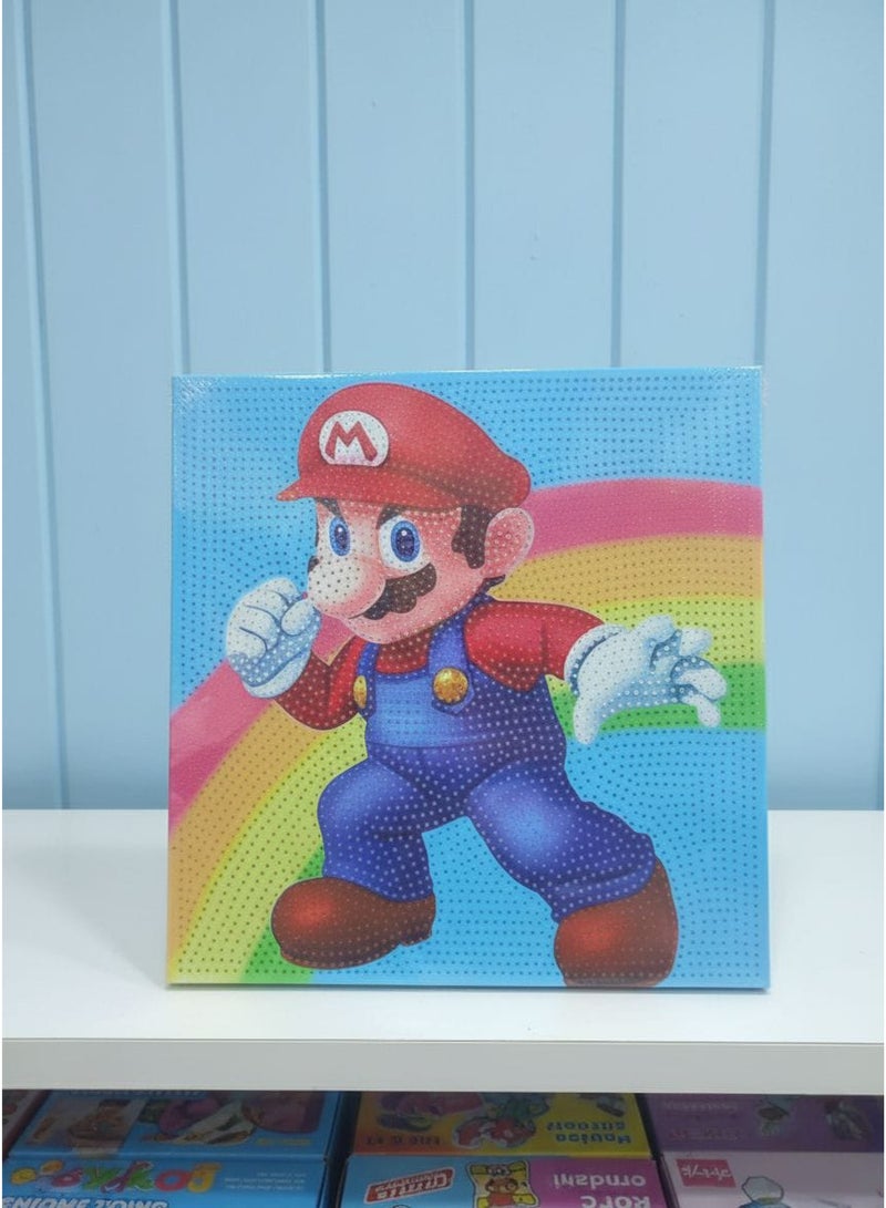 Super Mario Diamond Embroidery Painting - 30 x 30 cm 🎮 Ready to embark on a fun adventure with Mario Sparkling diamond design fosters creativity and concentration 🎨 A fun activity for kids (and even adults!) and a perfect gift for classic game lovers