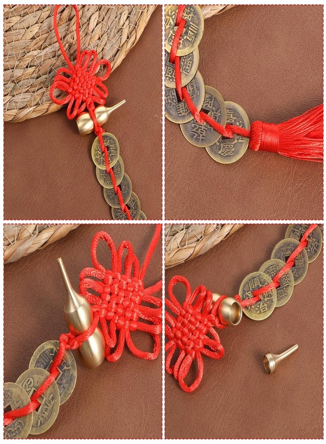 Qulkws 2PCS Chinese Knot Tassel, Feng Shui Good Luck Charms, Metal Gourd with 5 Coins Good Luck Gifts, Bring Wealth, Health and Peaceful for Cars, Furniture, Bags, Homes, and Offices - Image 3