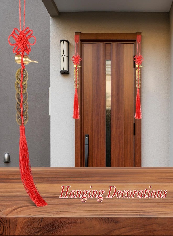Qulkws 2PCS Chinese Knot Tassel, Feng Shui Good Luck Charms, Metal Gourd with 5 Coins Good Luck Gifts, Bring Wealth, Health and Peaceful for Cars, Furniture, Bags, Homes, and Offices - Image 5