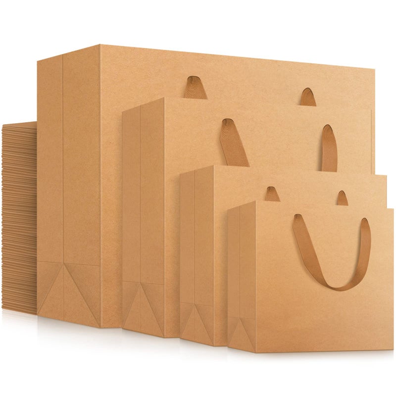 EUSOAR Kraft Handled Paper Bags Kraft Paper Bags with Handles 4 Sizes Combination 40pcs Retail Shopping Gift Wrap Craft Thank You Bag for Business PartyHorizontal Version