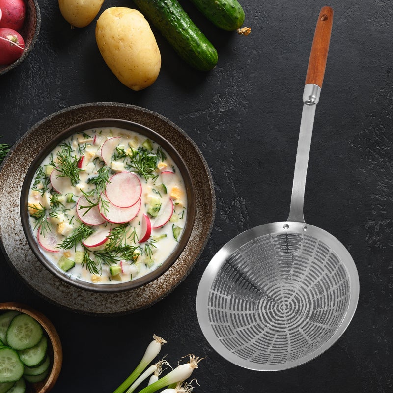Chinese Cooking Colander Stainless Steel Water Leaking Strainer Food Slotted Spoon - Image 2