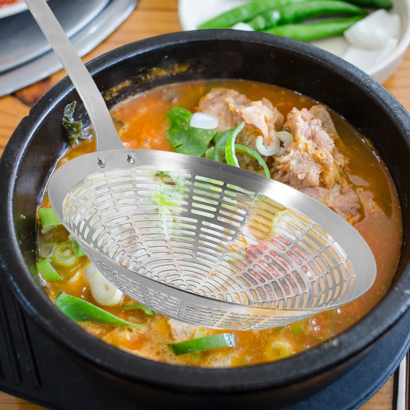Chinese Cooking Colander Stainless Steel Water Leaking Strainer Food Slotted Spoon - Image 5