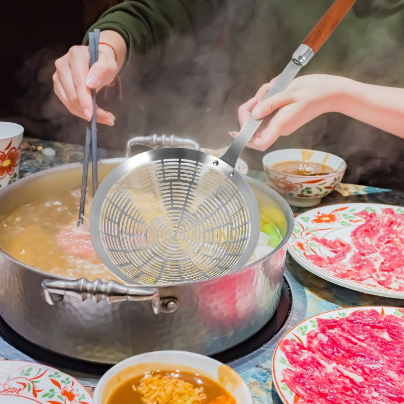 Chinese Cooking Colander Stainless Steel Water Leaking Strainer Food Slotted Spoon - Image 3