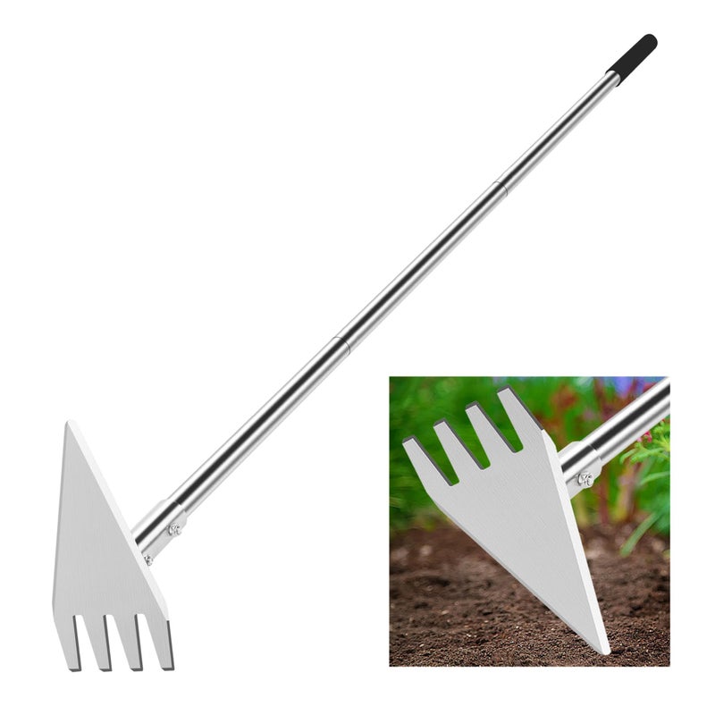 BARAYSTUS Hoe Garden Tool 2in1 Garden Hoe Weed Rake 295577 Adjustable Long Handle Stainless Steel Cultivator for Weeding Digging Loosening Soil Planting Root Removal - Image 2