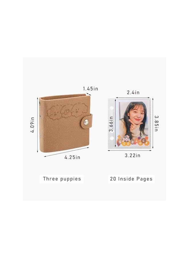 The Bros 3 Inch Mini Photo Album, 2x3IN Puppy Felt Cloth Cover Photo Album Card Holder for Small Photocard (20 Pockets) (Puppy)  - Image 4