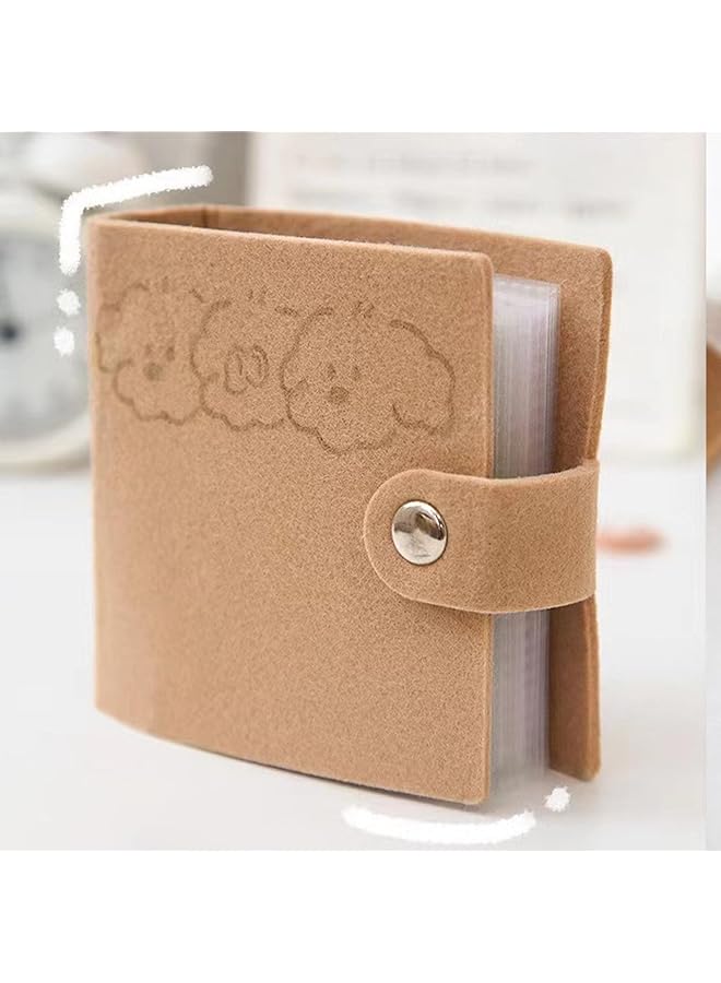 The Bros 3 Inch Mini Photo Album, 2x3IN Puppy Felt Cloth Cover Photo Album Card Holder for Small Photocard (20 Pockets) (Puppy)  - Image 1