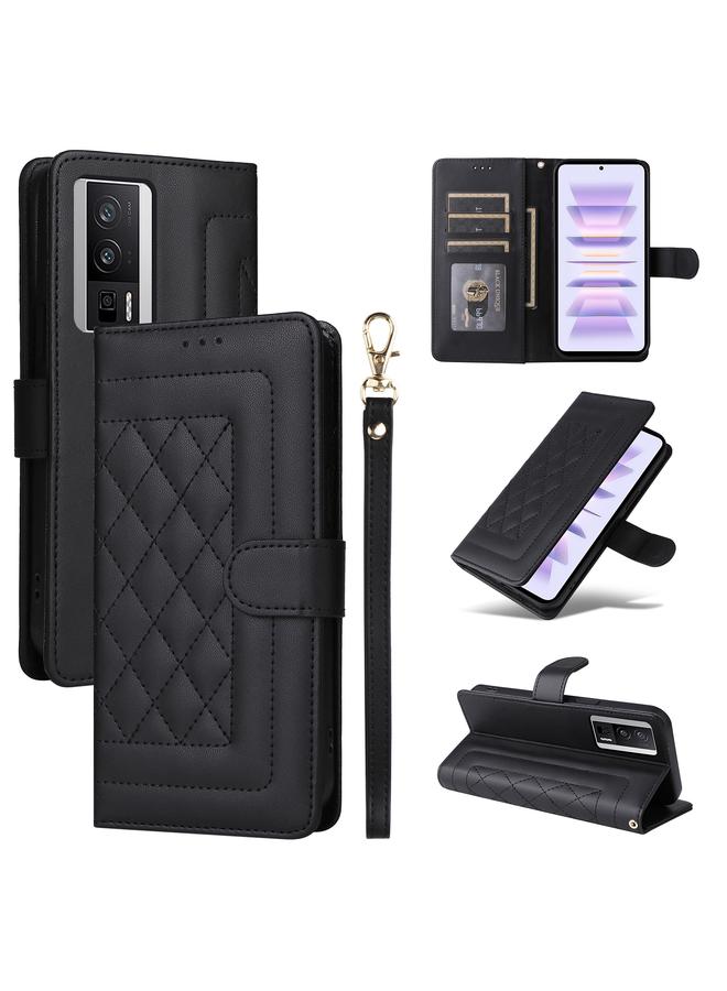 The Bros Case For Xiaomi Poco F5 Pro Diamond Lattice Leather Flip Phone Case