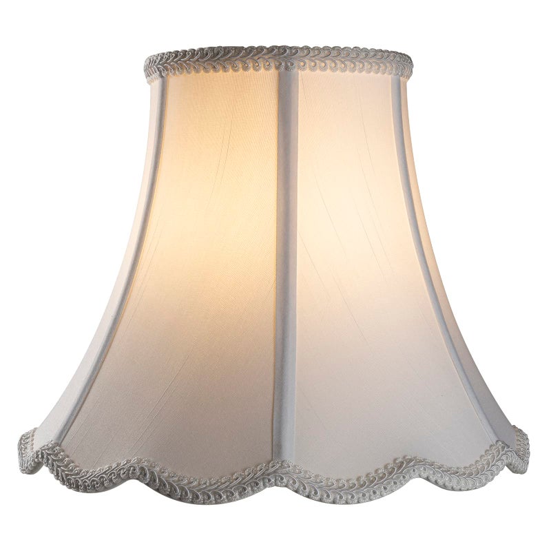 saangseon White Bell Scalloped Lamp Shade 5'' Top x 10'' Bottom x 8.3'' Slant Height x 8'' Vertical Height, Double Layers Lampshade Replacement, Lamp Harp Included - Image 3