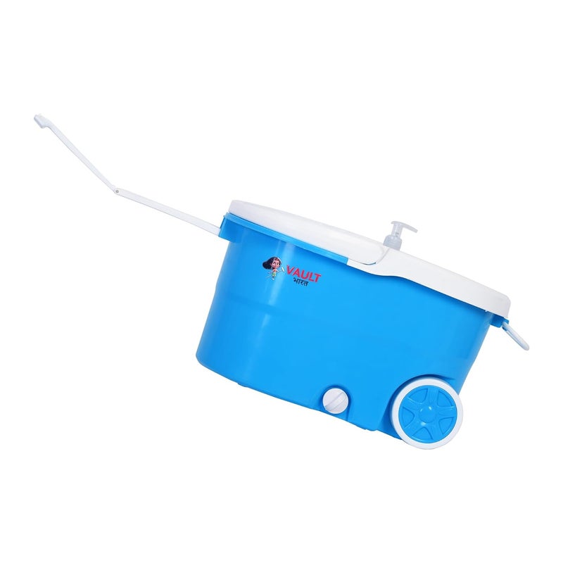 VAULT BHARAT Vault Bharat Premium Heavy Quality Mop Bucket for Floor Cleaning 360 Degree Spin Mop with Steel Wringer Easy Wheels 2 Refill and Bucket ModelV58V3 Color Blue Warranty 1 Year - Image 5