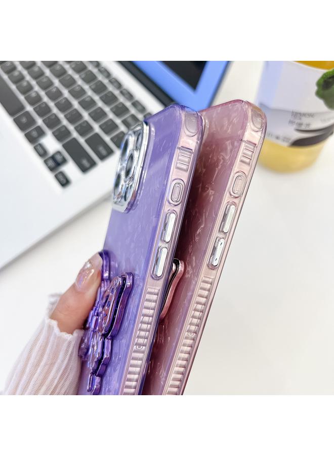 erorex Case For iPhone 15 Plating Glitter Texture Butterfly Holder TPU Phone Case with Lens Film - Image 5