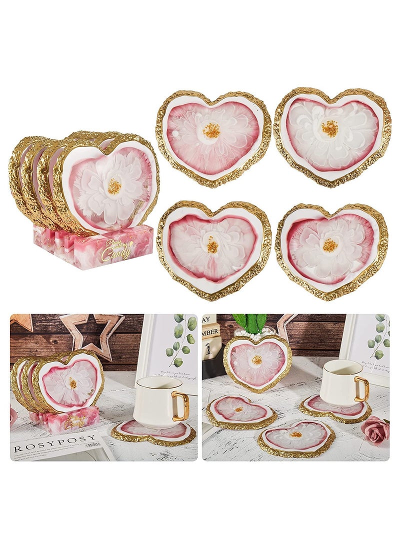 SYOSI - Heart Geode Coaster Resin Molds Set, 4pcs Coaster Molds for Epoxy Resin Casting with Storage Box Mold,Geode Coaster Silicone Molds for DIY Resin Craft,Cup mats,Home Decoration - Image 1