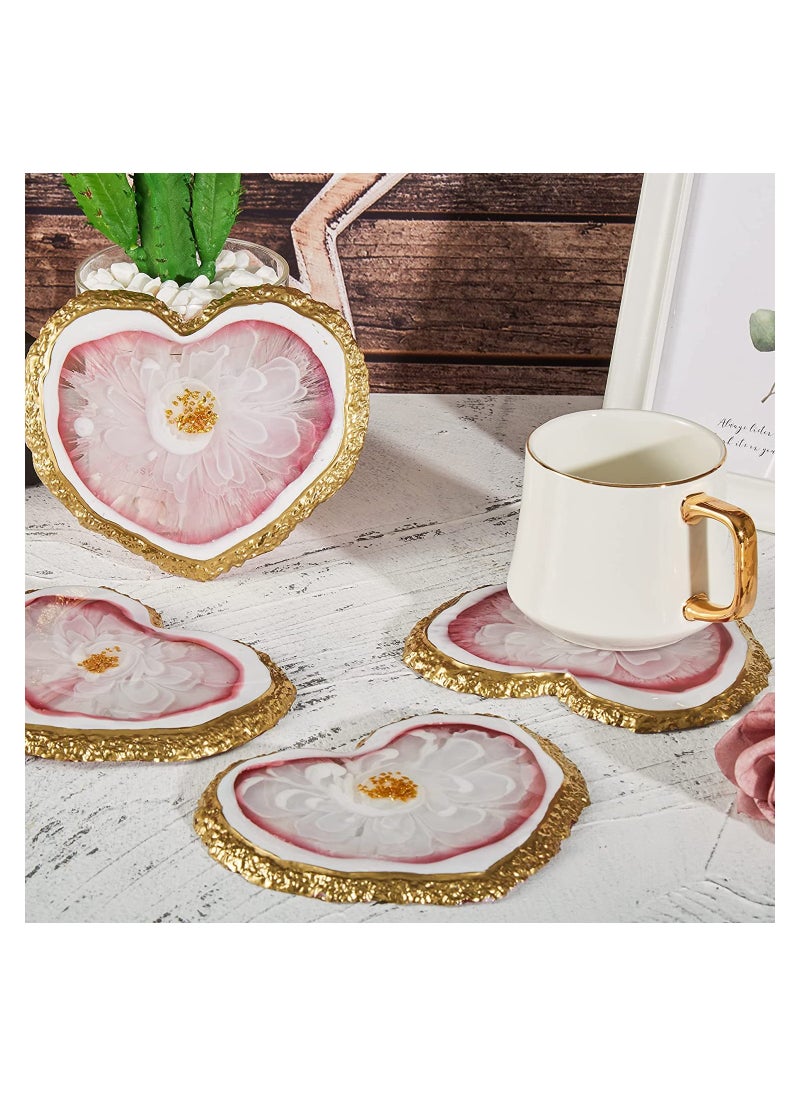 SYOSI - Heart Geode Coaster Resin Molds Set, 4pcs Coaster Molds for Epoxy Resin Casting with Storage Box Mold,Geode Coaster Silicone Molds for DIY Resin Craft,Cup mats,Home Decoration - Image 1