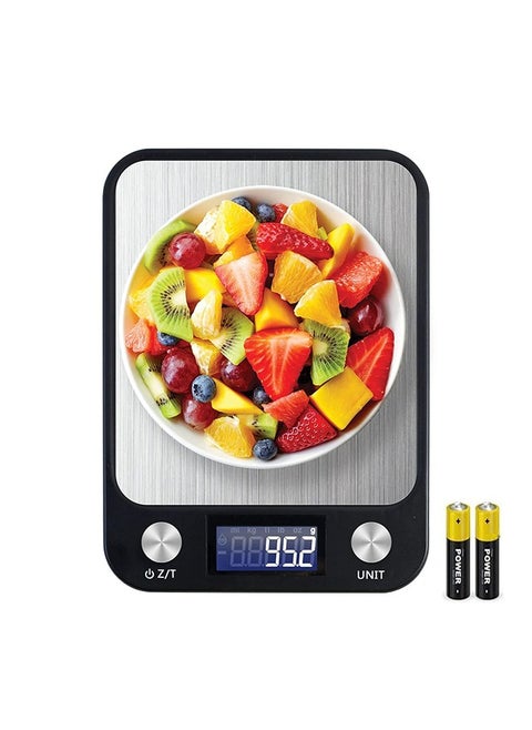 Digital Kitchen Scale Multifunction Food Scale, Touch Button, Ultra Slim with Large LCD Display, Stainless Steel (Batteries Included) Capacity (5000g/10000g/15000g)