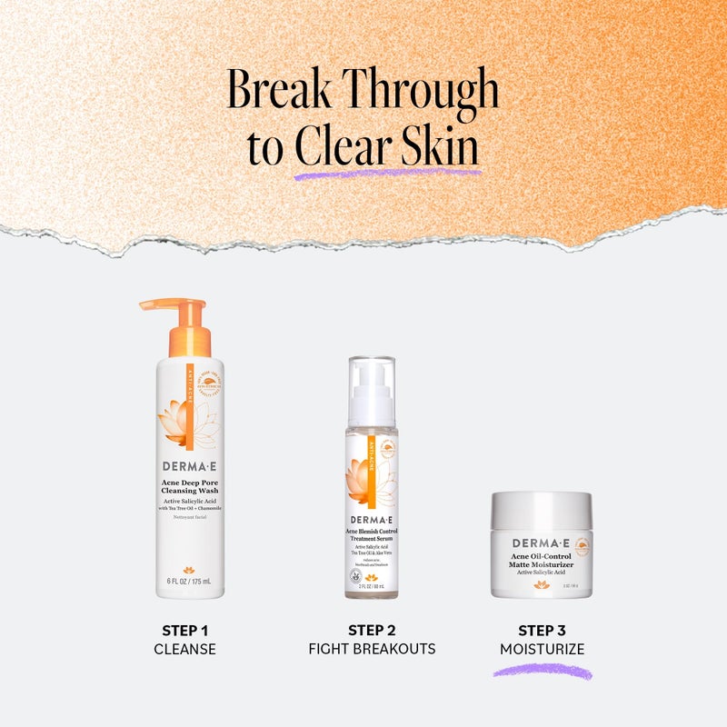 derma-e DERMA E Acne Oil Control Face Moisturizer, 2 Oz, Matte Moisturizer with Salicylic Acid, Tea Tree Oil & Aloe Vera, Face Cream Rebalances Sebum Production & Prevents Blemishes, Redness & Breakouts 2 Oz - Image 5