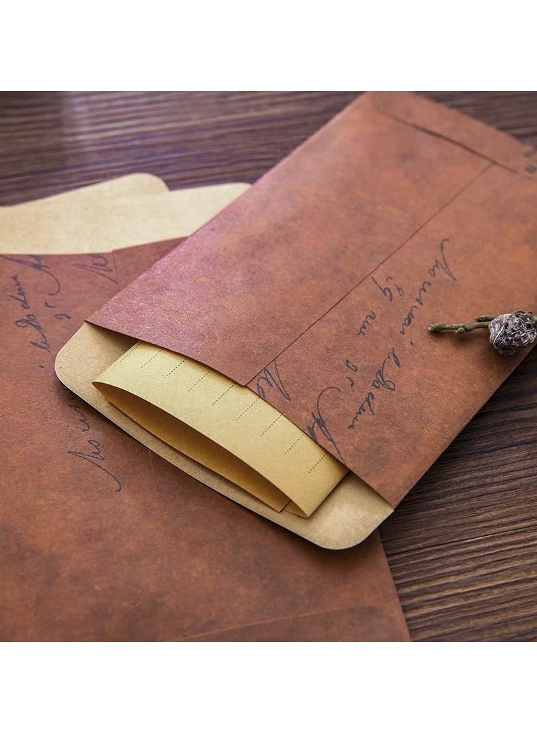 10pcs Elegant Vintage Kraft Paper Envelopes, 17.7 x 10.7 cm - Self-Sealing, Durable Stationery with Classic Design for Wedding & Party Invitations, Includes Matching Letter Pads, Gift Card Envelopes - Image 2