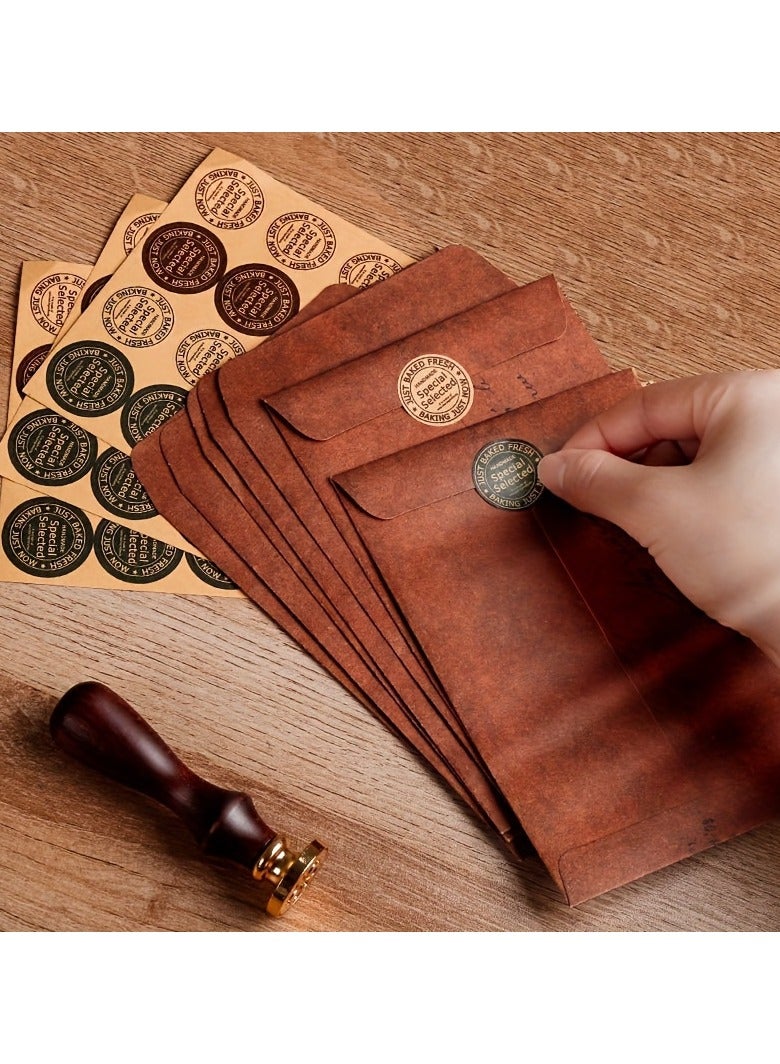 10pcs Elegant Vintage Kraft Paper Envelopes, 17.7 x 10.7 cm - Self-Sealing, Durable Stationery with Classic Design for Wedding & Party Invitations, Includes Matching Letter Pads, Gift Card Envelopes - Image 4