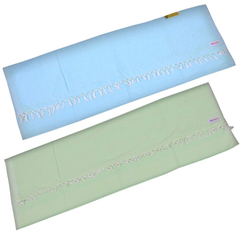 EthnicAlive NIC Bhagalpuri Handloom Organic Blue and Green Combo Pack Silk Chadar - Image 3
