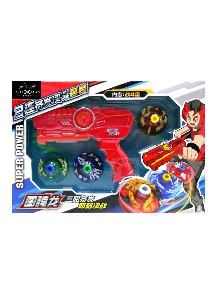 POWER Super Power Blaster Launcher with 4 Battle Gyro Spinning Tops – Kids Action Toy Set