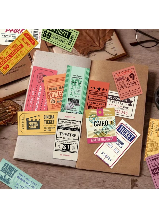 Vintage Ticket Stickers 50 Pcs Scrapbooking Supplies for Bullet Journals Planners Letter Card Album Making Collage Art Crafts Water Bottle - Image 4